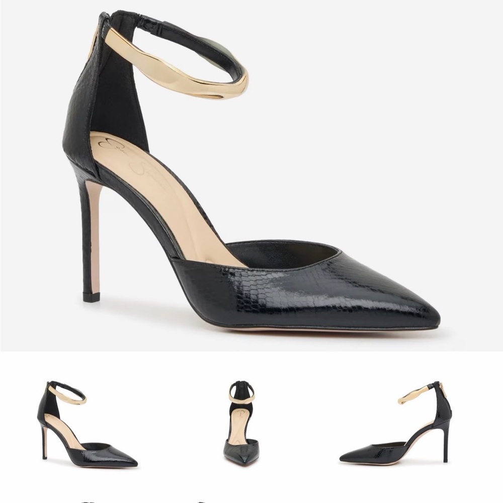 Elegant Black Stiletto Heels with Gold Accent